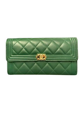Chanel Green Boy Lambskin Wallet