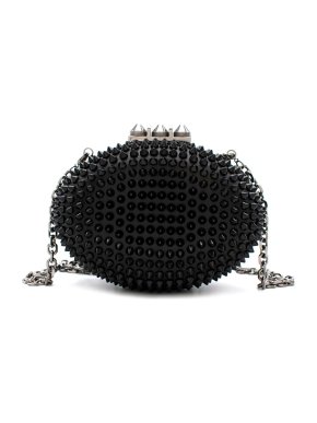 Christian Louboutin Womens Black Mina Spiked Oval Clutch