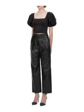 Self- Portrait Faux Leather High Waisted Trousers