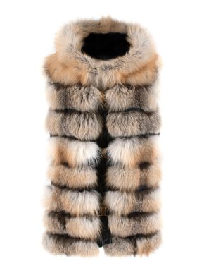Les Noir Hooded Fox Fur & Leather Gilet