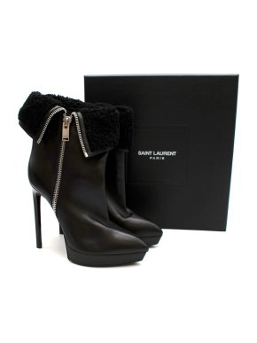 Saint Laurent Stiletto Shearling Lined Platform Boots