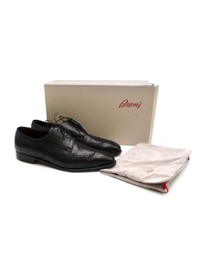 Brioni Mens Leather Lace-Up Oxfords