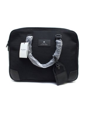 Hardy Amies Black Canvas & Leather Briefcase