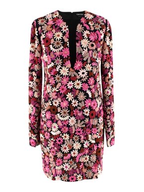 Tom Ford Pink Embroidered Flower Embellished Dress