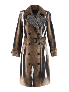 Roberto Cavalli Fur Print Trench Coat