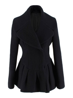 Alexander McQueen Wool Blend Peplum Black Jacket