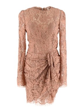 Dolce & Gabbana Dark Nude Lace Draped Dress