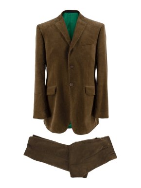 Ozwald Boateng Khaki Corduroy Single Breasted Suit