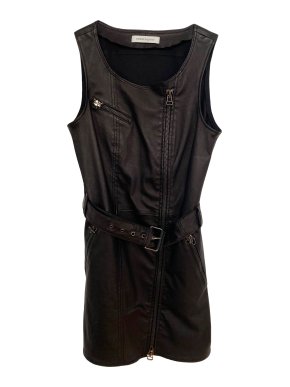 Pierre Balmain Asymmetric Zip Detail Leather Mini Dress