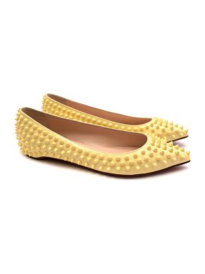 Christian Louboutin Yellow Patent Pigalle Spike Ballerinas