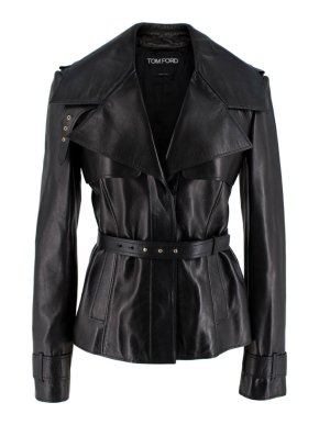 Tom Ford Black Soft Leather Belted Jacket