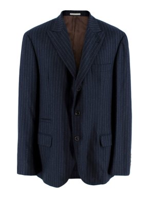 Brunello Cucinelli Mens Pinstripe Navy Tailored Jacket