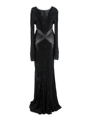Roberto Cavalli Black Embroidered & Embellished Leather Detailed Gown