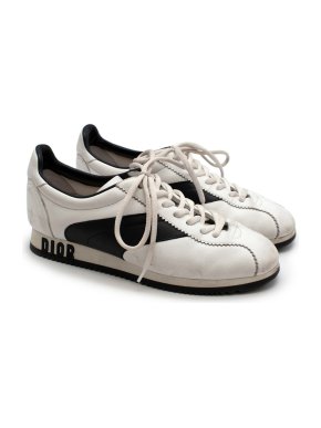 Christian Dior White & Black Leather Trainers
