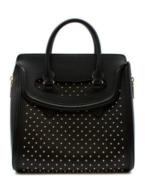 Alexander McQueen Black Leather Heroine Studded Satchel
