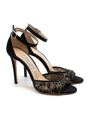 Jimmy Choo Annie 85 Embroidered Mesh Peep-toe Sandals