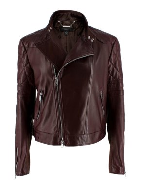 Ralph Lauren Black Label Burgundy Leather Biker Jacket