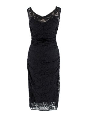 Dolce & Gabbana Black Lace Ruched Sleeveless Dress