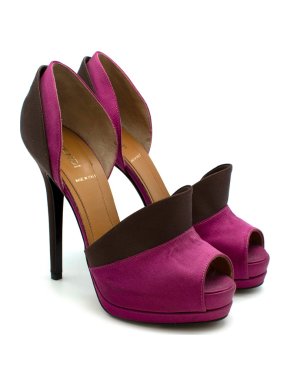 Fendi Satin Two-Tone Stiletto Platform Pumps