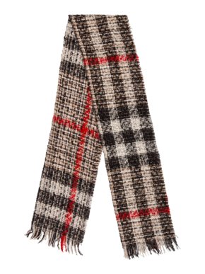 Burberry beige Nova check wool & mohair blend tweed scarf