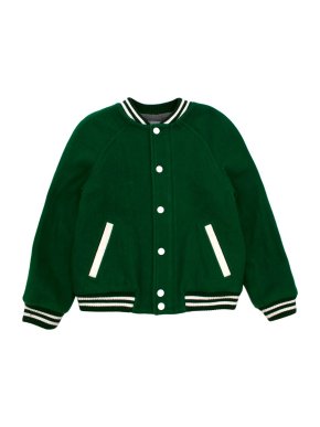 Bonpoint Green Wool Embroidered Varsity Jacket