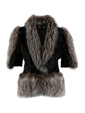 Holt Renfrew Astrakhan & Racoon Fur Jacket