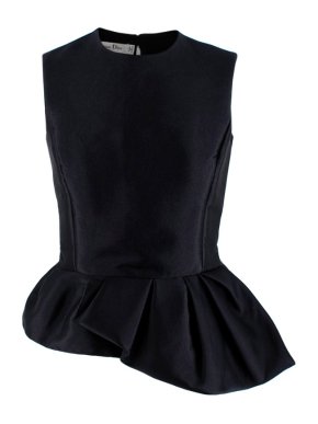 Christian Dior Black Asymmetric Peplum Sleeveless Top