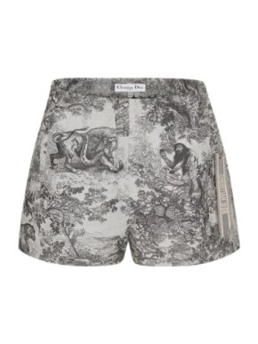 Dior Gray Toile de Jouy Technical Taffeta Shorts