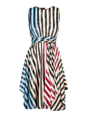 Diane Von Furstenberg Striped Metallic Carrington Dress