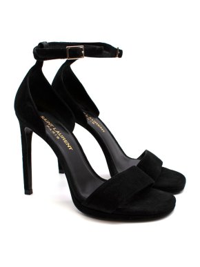 Saint Laurent Black Suede Ankle Strap Sandal