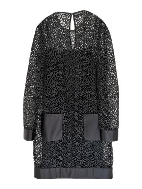Tom Ford black round neck lace midi dress