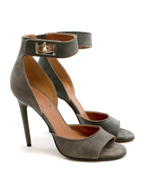 Givenchy Grey Suede Shark Lock Stiletto Sandals