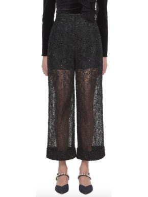 Self Portrait Black Sequin Circle Lace Pants