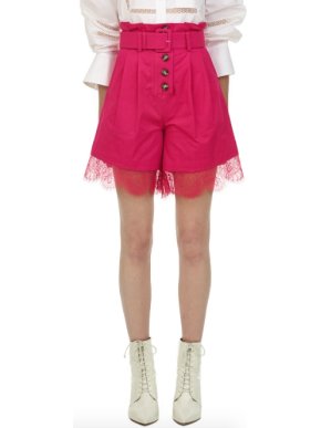 Self Portrait Fuchsia Canvas Bermuda Shorts