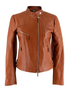Gucci Tan Leather Asymmetric Biker Jacket