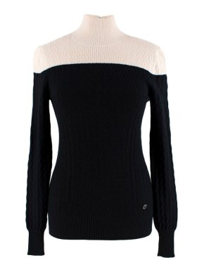 Chanel Two-Tone Knit Cashmere Blend Roll Neck Jumper