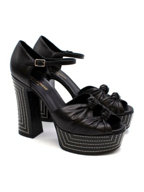 Saint Laurent Black Studded Leather Platform Sandals
