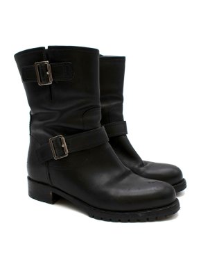 Prada Black Leather Biker Boots