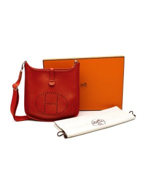 Hermes Hermès Evelyne III PM Bag in Vermiliion Clémence Leather PHW