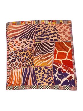 Hermes silk wild animal print scarf 90