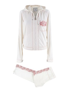 Chanel Identification Ivory Camellia Printed Tracksuit