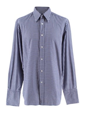 Tom Ford Blue Gingham Cotton Shirt