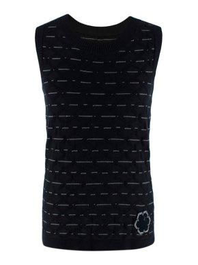 Chanel Black Camellia Embroidered Sleeveless Knit Vest