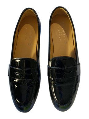 Harrys of London black patent leather penny loafers