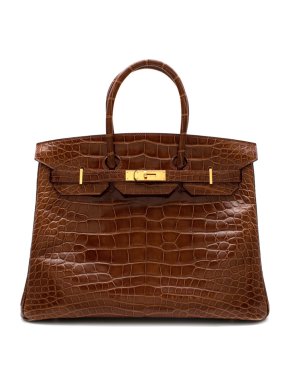 Hermes Hermès Birkin 35 in Miel Lisse Alligator Mississippiensis GHW