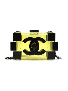 Chanel Lego Clutch in Neon Green Translucent Plexiglass