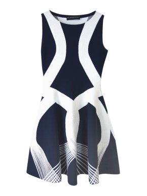 Antonino Valenti navy & white sleeveless flare dress