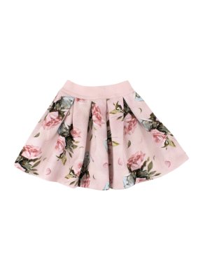Monnalisa Pink Floral Jacquard Skater Skirt