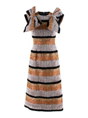 Dolce & Gabbana Metallic Textured Striped Dress