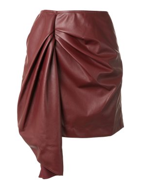 Self Portrait Burgundy Faux Leather Mini Skirt